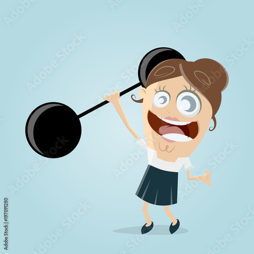 strong businesswoman lifting weights