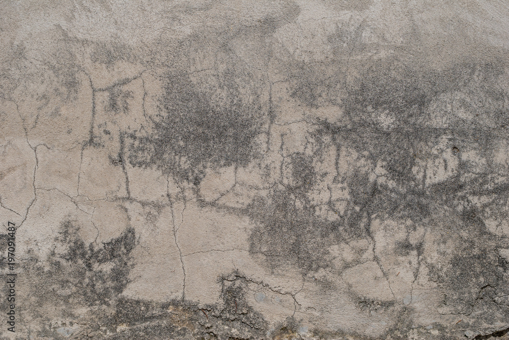 cracks in old plaster wall, chipped paint, landscape style, gray background, texture