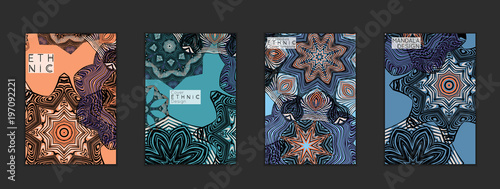 Ethnic banners template with floral Mandala ornament.