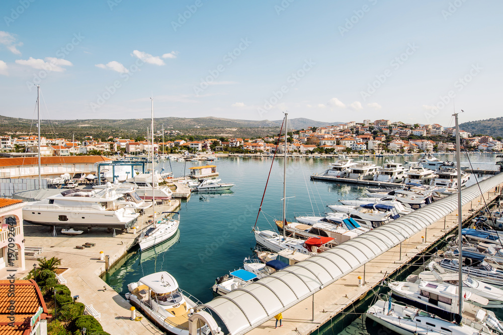 ROGOZNICA, CROATIA - 30 SEPTEMBER, 2017: Rogoznica port, Dalmatia, Croatia. Popular tourist resort and sailing luxury resort in Dalmatia region,