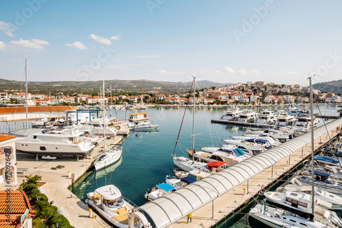 ROGOZNICA, CROATIA - 30 SEPTEMBER, 2017: Rogoznica port, Dalmatia, Croatia. Popular tourist resort and sailing luxury resort in Dalmatia region, © kaninstudio