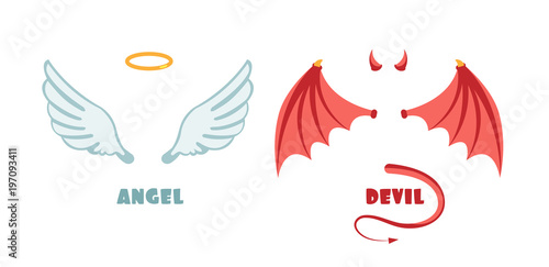 Obraz na płótnie Nobody angel and devil suit. Innocent and mischief vector symbols