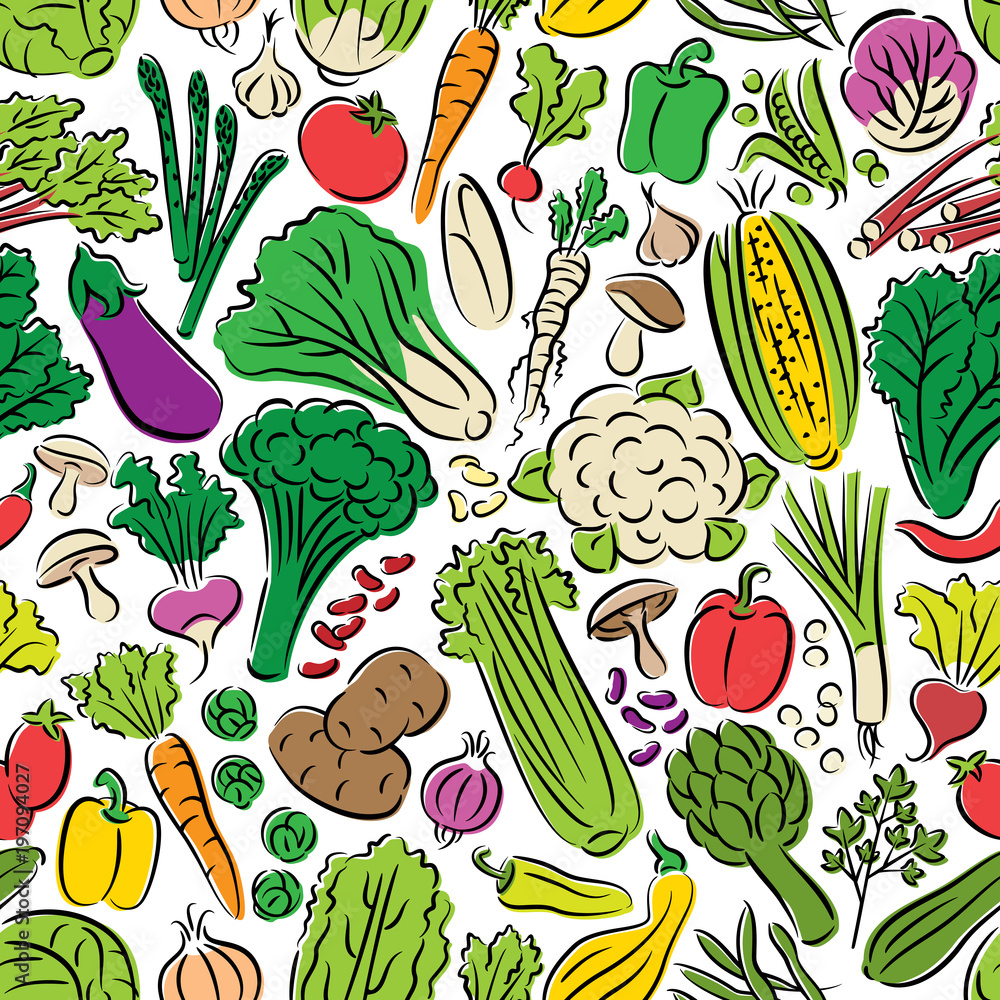 Vegetables Doodle Pattern Vegetables Doodle Pattern