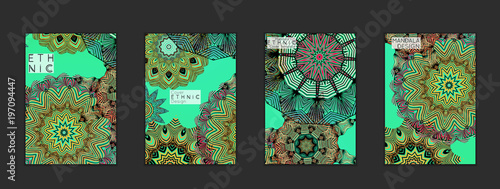 Ethnic banners template with floral Mandala ornament.