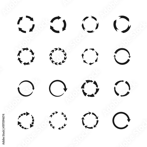 Round motion arrow vector symbols. Circle arrows icons