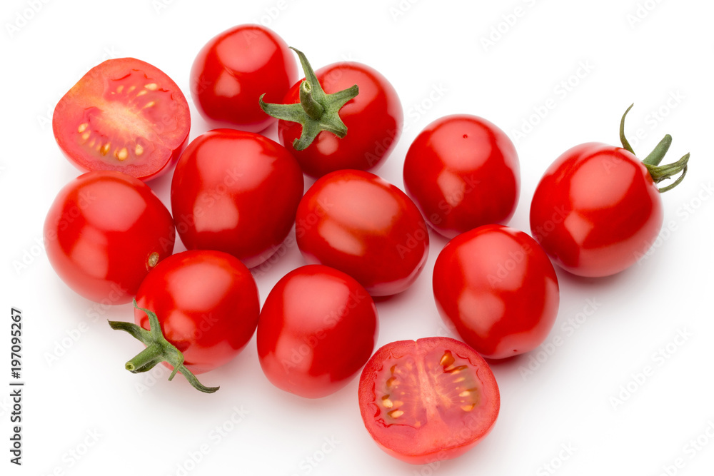 Plum tomatoes isolated on white background. Top view Plum tomatoes isolated on white background. Top view