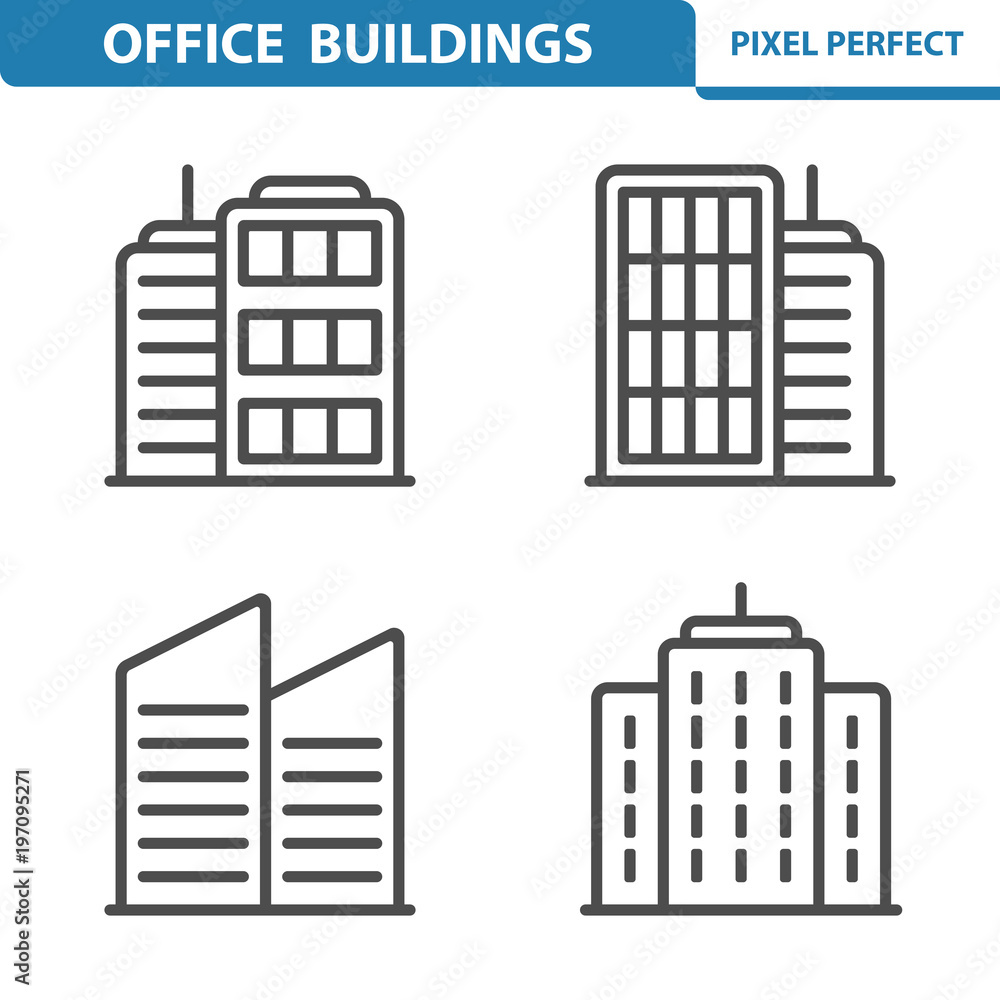 Office Buildings Icons. Professional, pixel perfect icons depicting various office buildings and skyscrapers concepts. EPS 8 format Office Buildings Icons. Professional, pixel perfect icons depicting various office buildings and skyscrapers concepts. EPS 8 format
