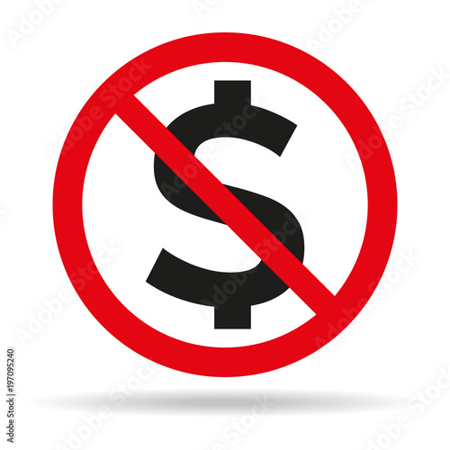 No Money sign on white background.