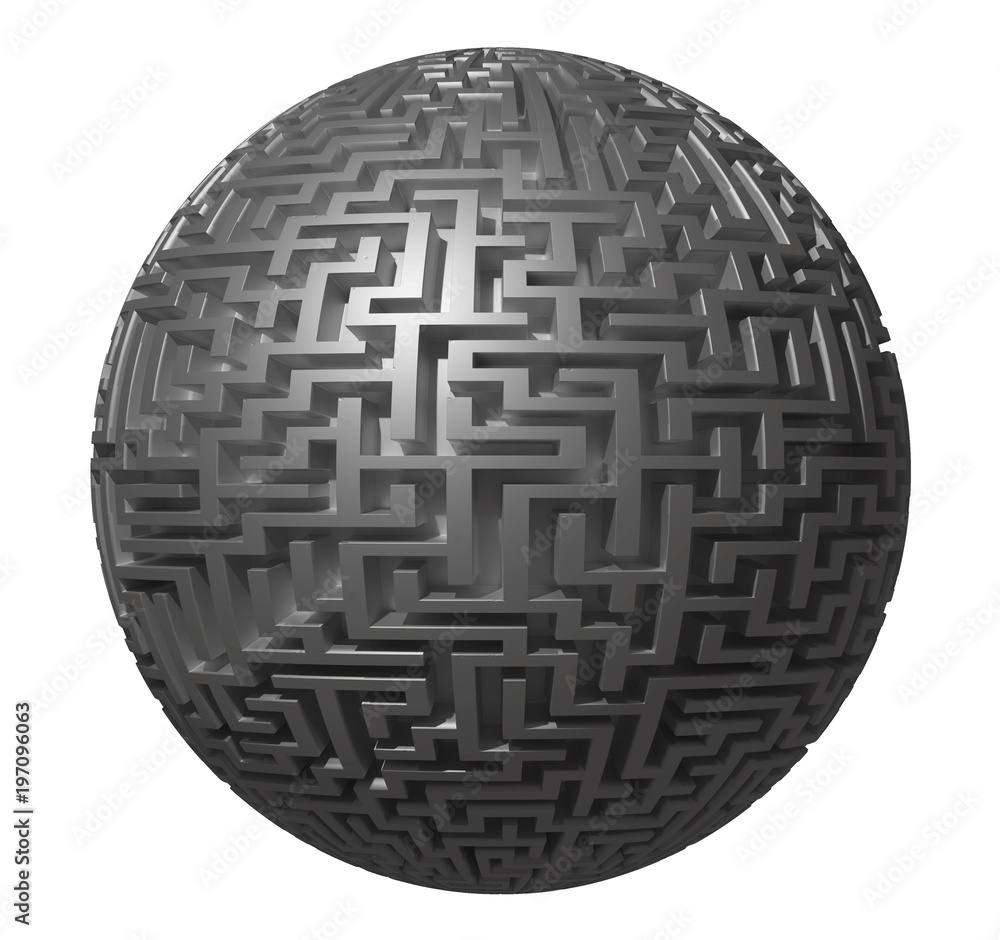 labyrinth planet - endless maze with spherical shape 3d illustration labyrinth planet - endless maze with spherical shape 3d illustration