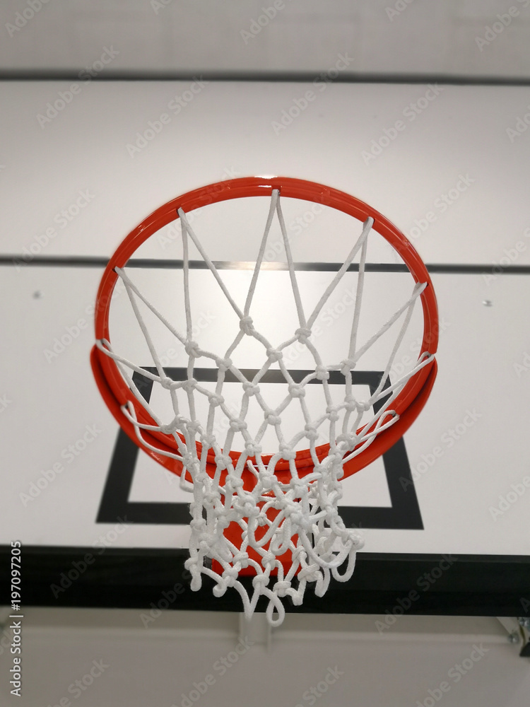 Basketball basket seen from below