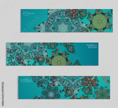 Ethnic banners template with floral Mandala ornament.