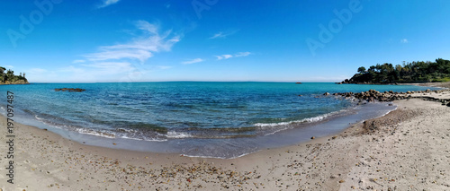 Fototapeta Naklejka Na Ścianę i Meble -  Panoramic view of beautiful beach in Cefalu, Sicily