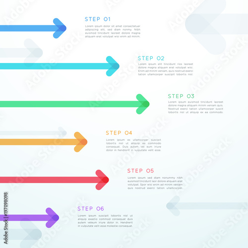 Abstract Vector Arrow 6 Step Vertical Infographic