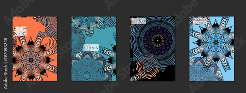 Ethnic banners template with floral Mandala ornament.