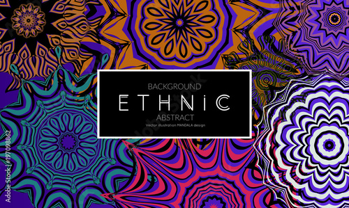Ethnic banners template with floral Mandala ornament.