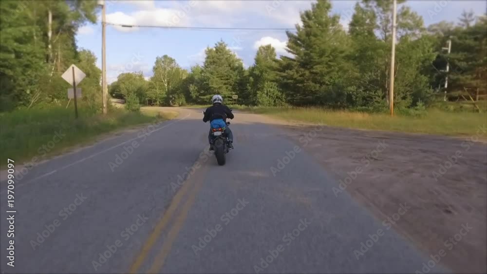 motorcycle passes gimbal camera on trip packed up sleeping bag motorcycle passes gimbal camera on trip packed up sleeping bag