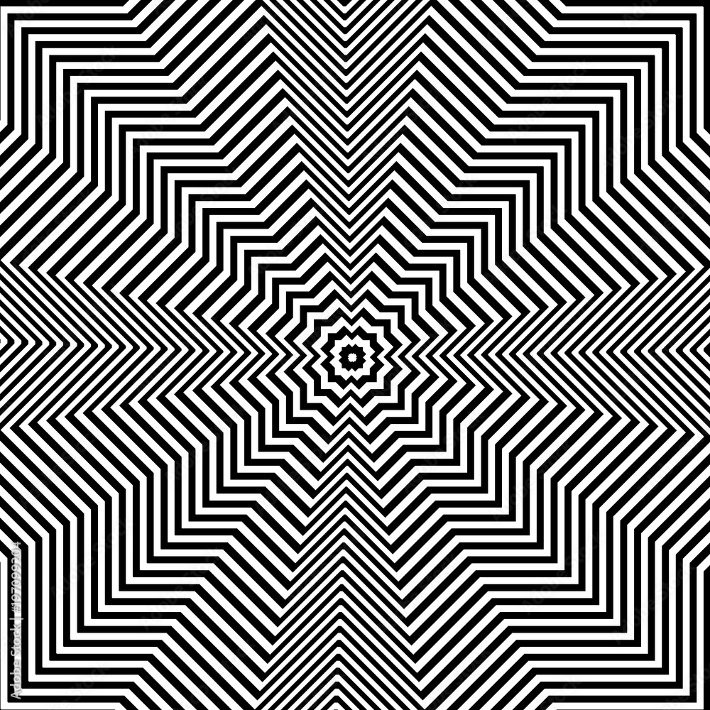 Abstract black and white background. Geometric pattern with visual distortion effect. Illusion . Op art. Abstract black and white background. Geometric pattern with visual distortion effect. Illusion . Op art.