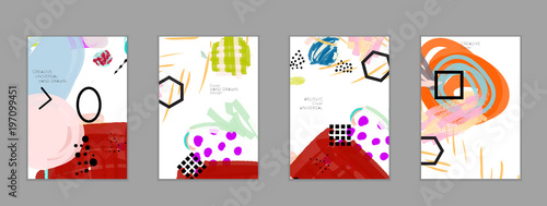 Abstract collage made with scribbles  markercanyon strokesblack geometric shapes