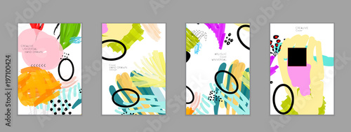 Abstract collage made with scribbles  markercanyon strokesblack geometric shapes