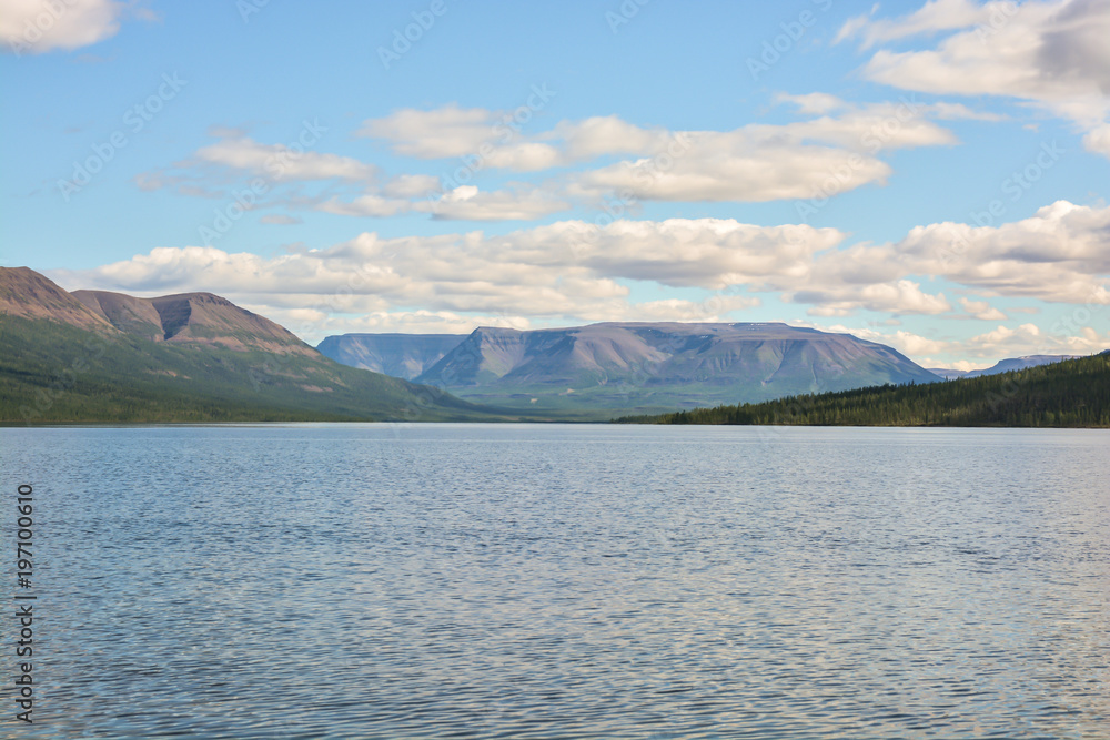 Mountain lake in the Putorana plateau.
