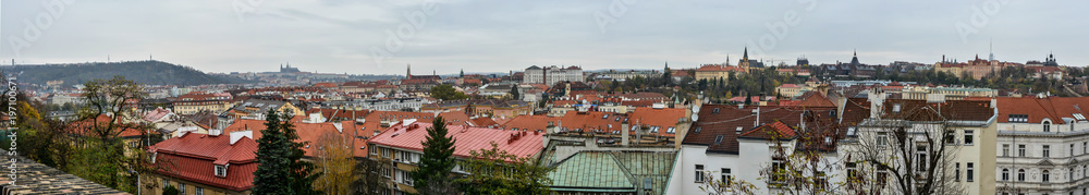 Panorama of Prague from the hill of Vysehrad.