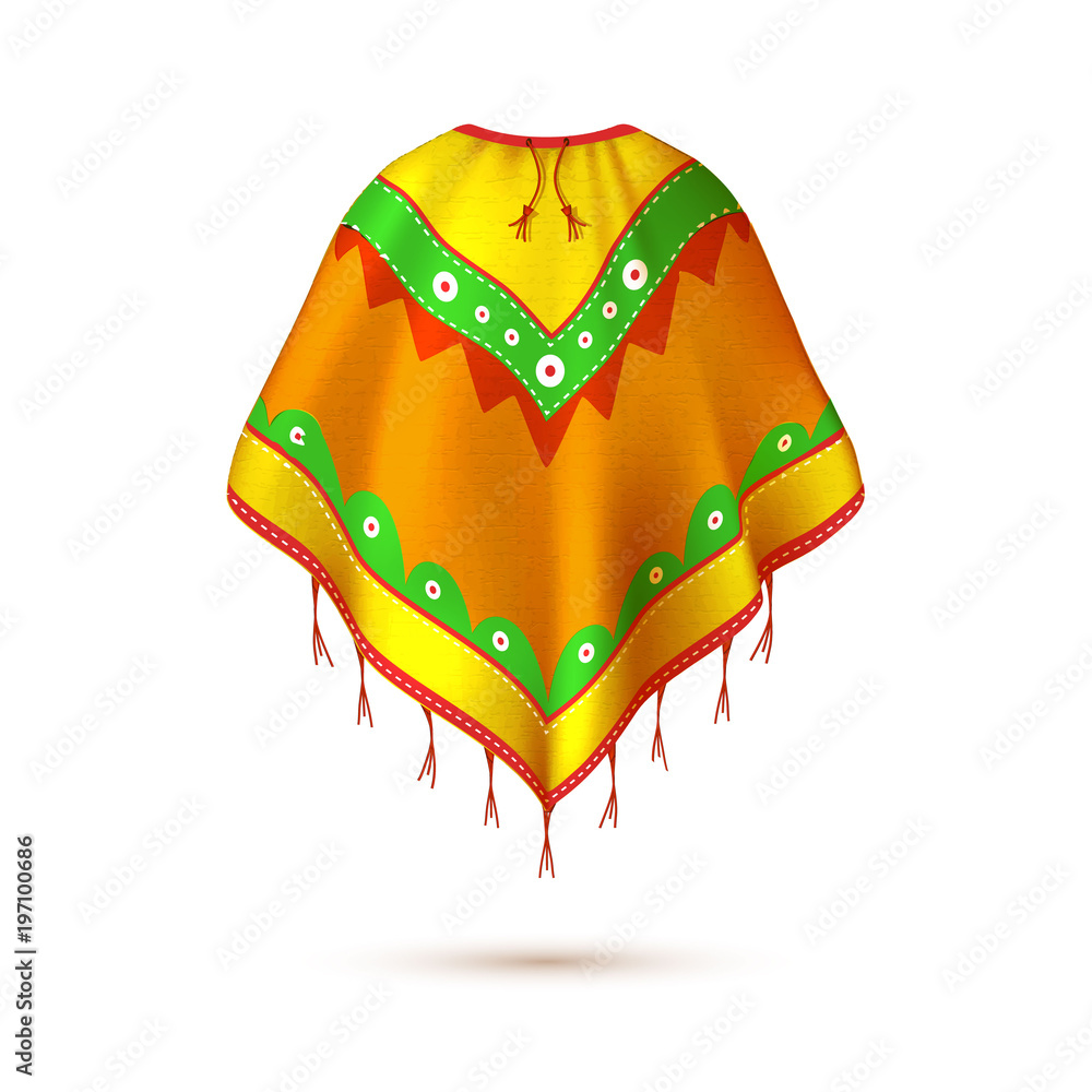 Realistic mexican, native american indian poncho. Stock ベクター | Adobe Stock
