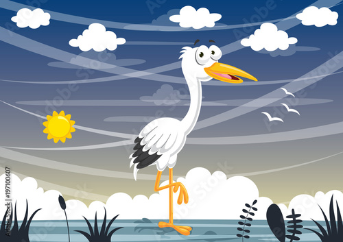 Vector Illustration Of Cartoon Stork
