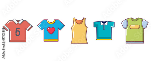 Tshirt icon set, cartoon style