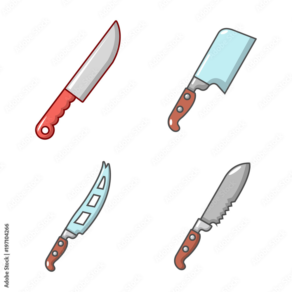Knife icon set, cartoon style Stock Vector | Adobe Stock