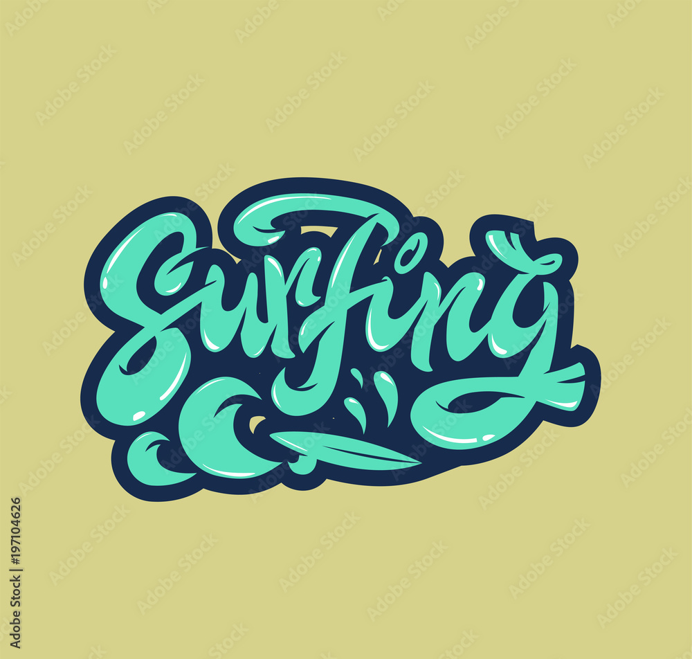 surfing school lettering
