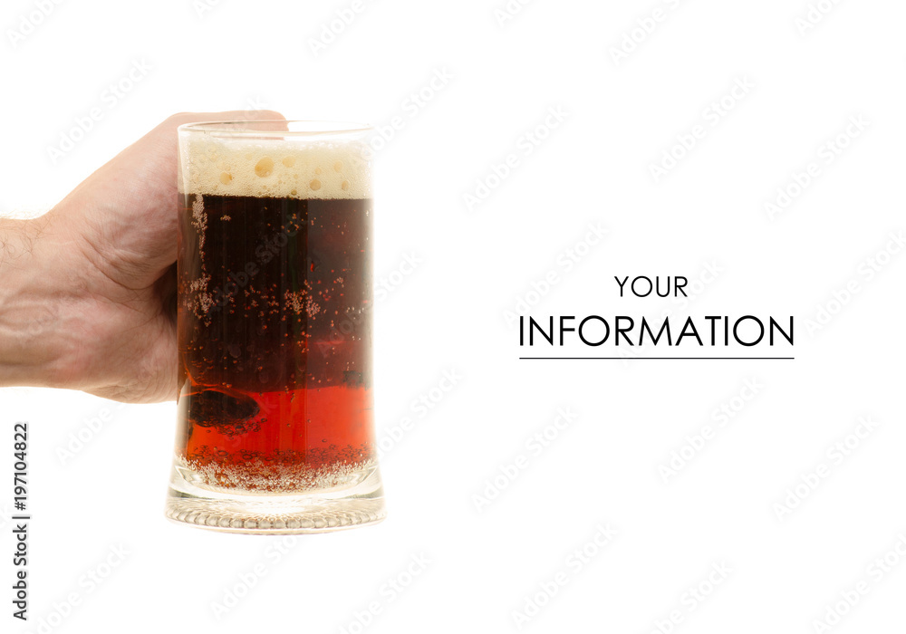 A glass of kvass in a hand pattern A glass of kvass in a hand pattern