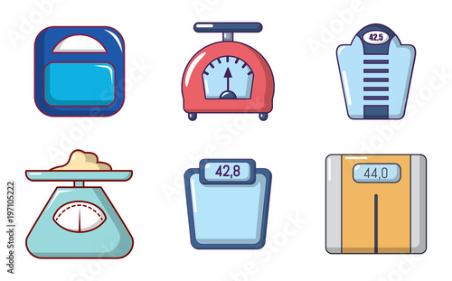 Scales icon set, cartoon style