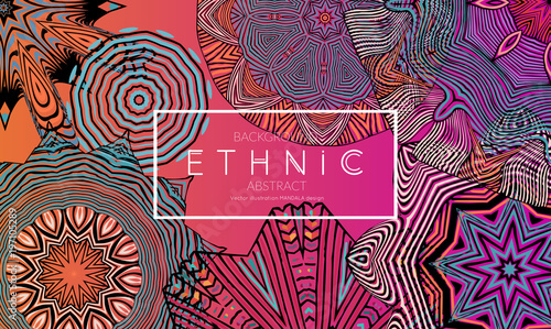 Ethnic banners template with floral Mandala ornament.