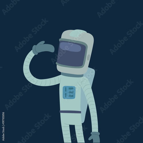 Astronaut in space vector character having fun spaceman galaxy cosmos atmosphere astronautics system fantasy traveler man.