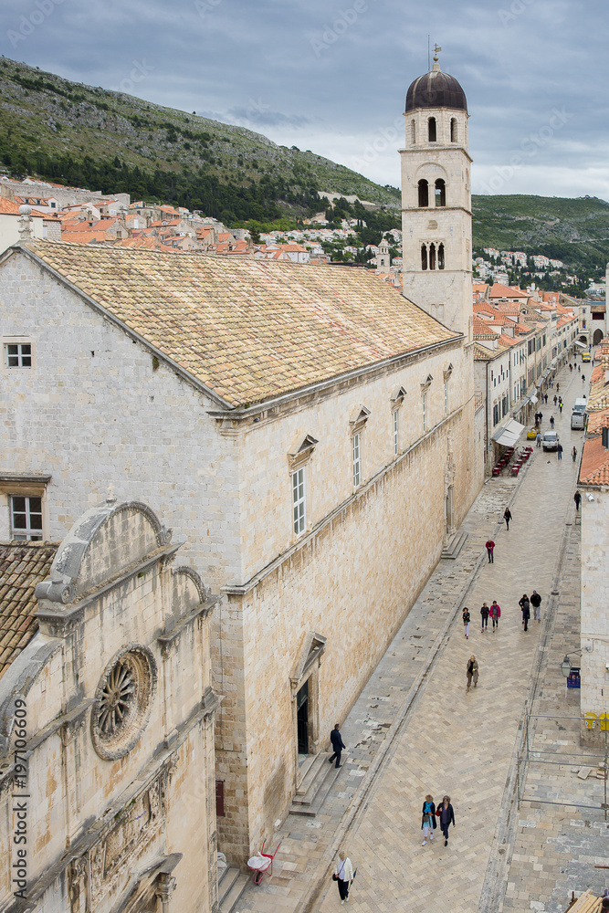 Franciscan Monastery and City Bell Tower from Dubrovnik City Walls, Dubrovnik Old Town, Croatia