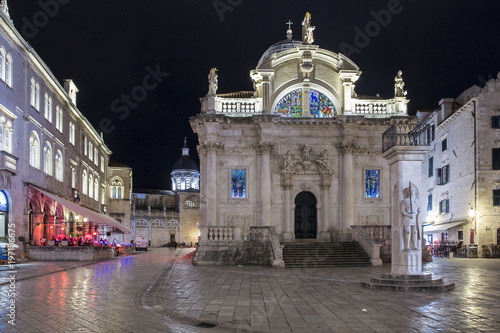 Saint Blaise Church at night in Old Town, Dubrovnik, Croatia.