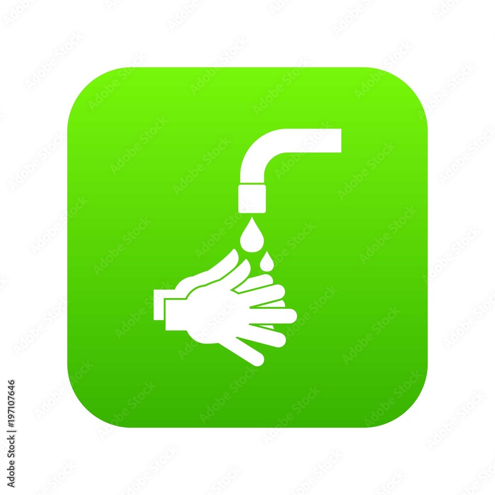 Cleaning hands icon digital green Cleaning hands icon digital green