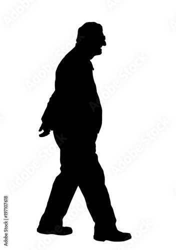 Old man silhouette on white background