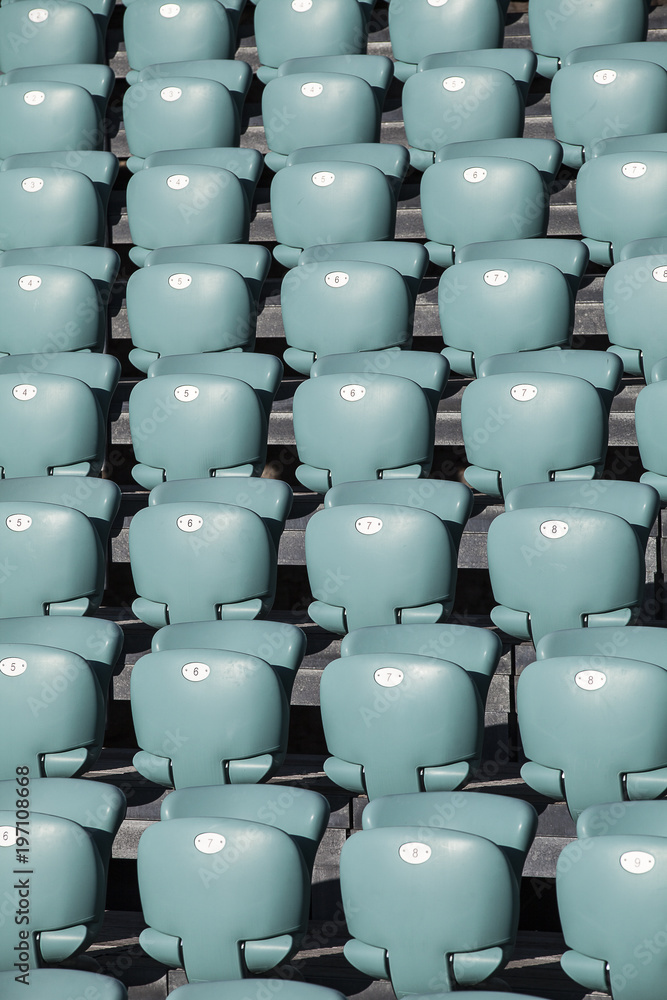 Fototapeta premium Close up on regular rows of fold-up seats