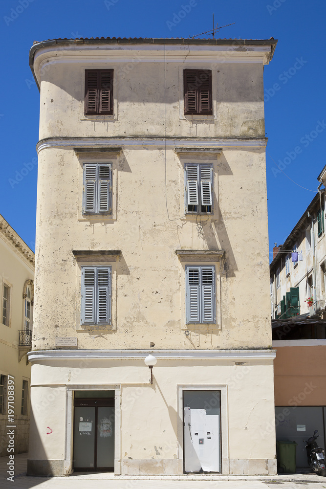 facade od a residential building in city centre of Zadar, Croatia
