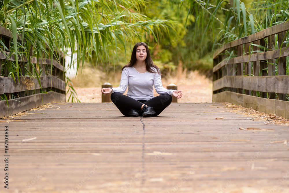woman yoga relaxation bridge