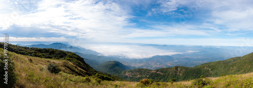 Panorama view of mountain and blue sky