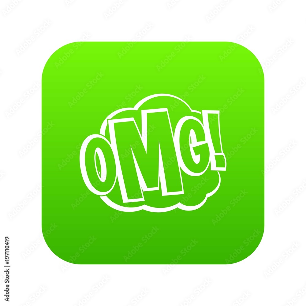 OMG, comic text speech bubble icon digital green OMG, comic text speech bubble icon digital green