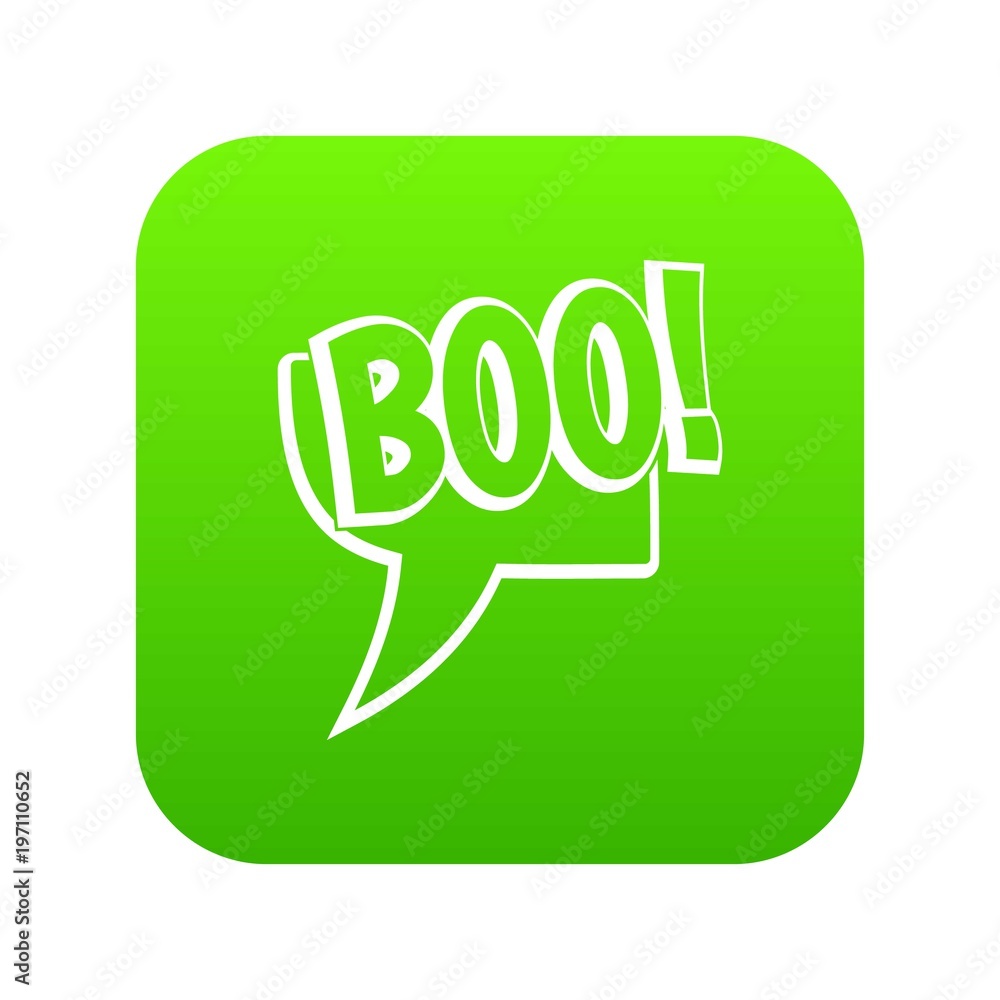 BOO, comic text speech bubble icon digital green BOO, comic text speech bubble icon digital green