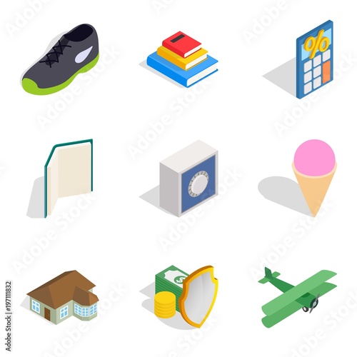 Enterprise icons set, isometric style