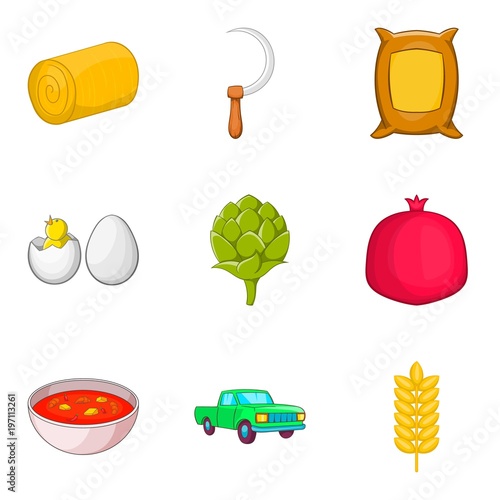 Vegetable prolapse icons set, cartoon style