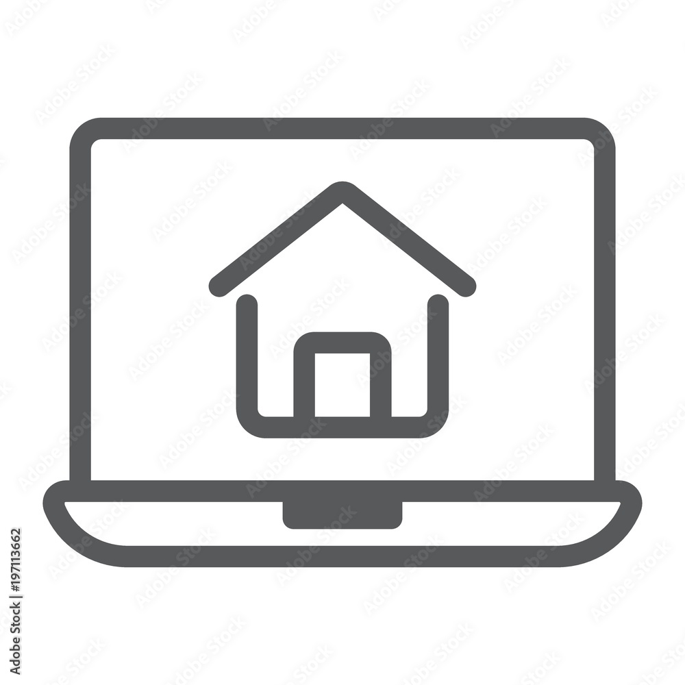 Online house shopping line icon, real estate and home, search sign vector graphics, a linear pattern on a white background, eps 10. Online house shopping line icon, real estate and home, search sign vector graphics, a linear pattern on a white background, eps 10.