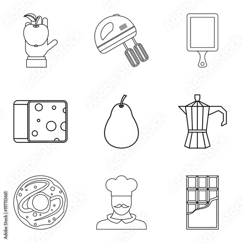 Eat grass icons set, simple style