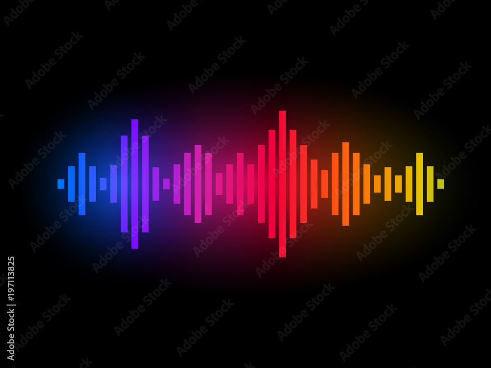 Digital music equalizer. Color waves design. Rainbow sound concept. Colorful audio visualization. Vector illustration Digital music equalizer. Color waves design. Rainbow sound concept. Colorful audio visualization. Vector illustration