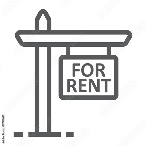 Signboard for rent line icon, real estate and home, buy sign vector graphics, a linear pattern on a white background, eps 10.